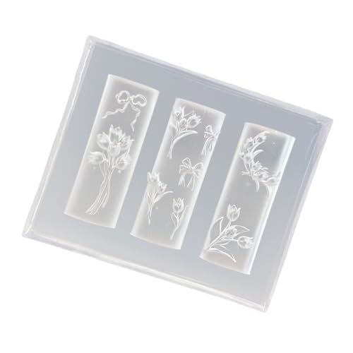 Nails Art - Plantilla de silicona para diseño de uñas, diseño de flores, moldes hechos a mano para manicura, diseño de flores