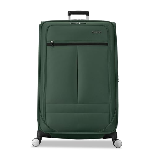 Image of Samsonite Soft-Sided 29-Inch Lightweight Large Checked Expandable Element Suitcase: Durable, 360 Spinner Wheels, Adjustable Telescopic Handle, 2 Front & 1 Side Pocket- Deep Green