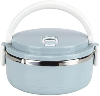Insulated Lunch Container, 0.7-1.4L Stainless Steel Blue Thermal Compartment Lunch with Air Hole/Snack Box Hot Food Jar Safe and Eco-friendly for School Office Picnic Outdoors Kids Adult(Single layer)