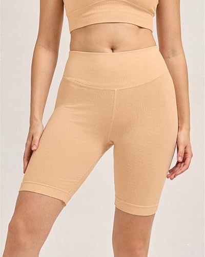 Image of URBAN ADVENTURE High Waist Cotton Cycling Shorts for Women - Stretchable Active Wear for Workout, Running & Yoga
