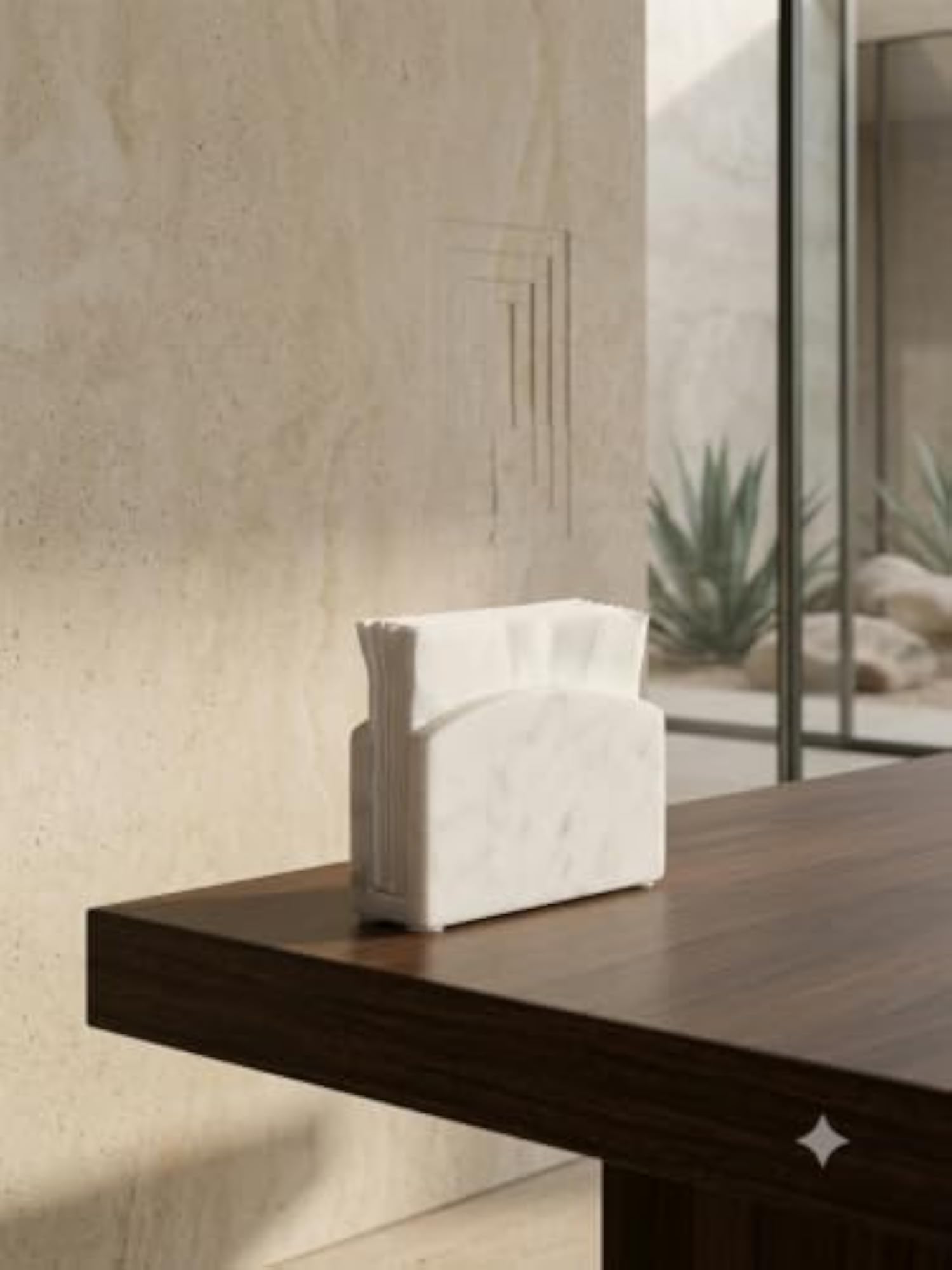 White Marble Napkin/Tissue Holder, Modern Design