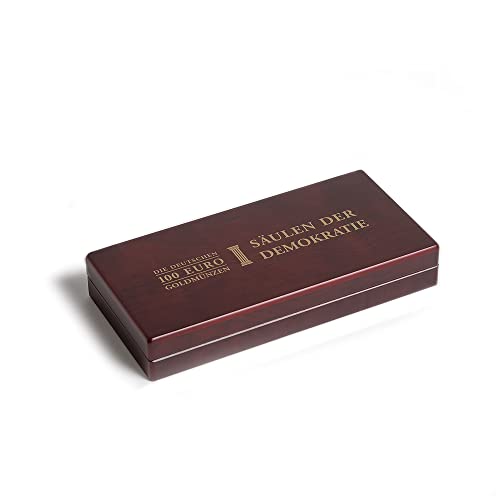 Estuche para 3 monedas de oro de 100 euros Leuchtturm 363141 caja de madera Pilares de la Democracia