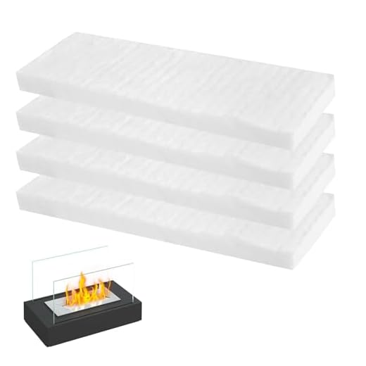 Lana Cerámica para Chimeneas de Etanol, 4 Piezas 30 * 10 * 2cm, para Bioetanol, Chimenea Estufa Interior Gel Etanol Esponja para Quemador