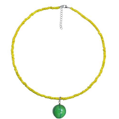 CeaBulo Colorido collar de cuentas de arroz con colgante de fruta, longitud ajustable, cadena para el cuello, joyería de moda para fiestas