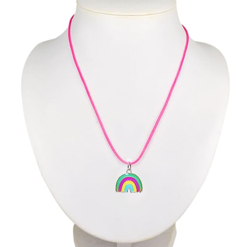 Cute Rainbow Color Change Pendant Mood Necklace Gift For Girls3