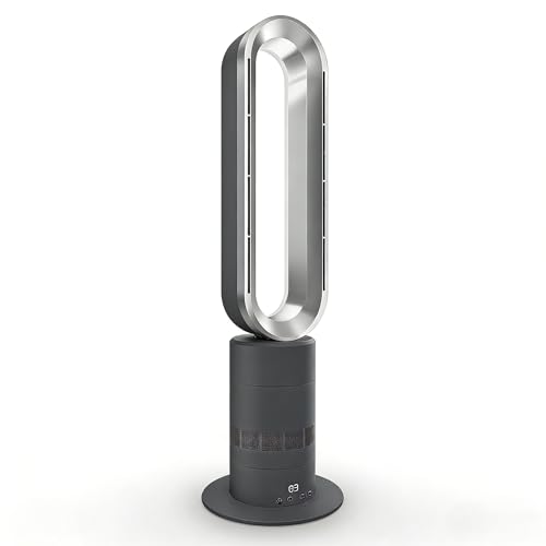 Image of Xcity TP18Pro Bladeless Tower Fan, 2-in-1 Heater & Cooling Fan, 10 Cooling + 3 Heating Levels, Remote Control, Ultra-Quiet for Bedroom & Home Office Commercial, Silver & Gray