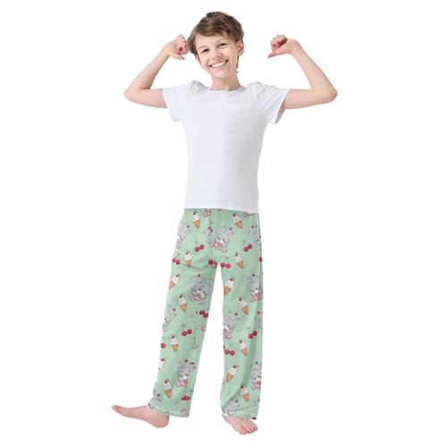 Pajama Pants Lounge Sleep PJ Bottoms Sleepwear Elastic Waist Drawstring S Ice Cream Cherry3