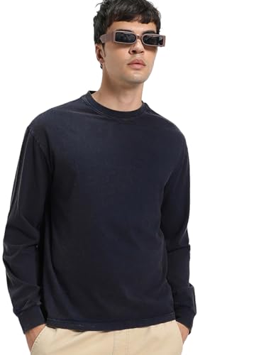 T-shirt oversize homme bleu grand format au tombé fluide Bewakoof