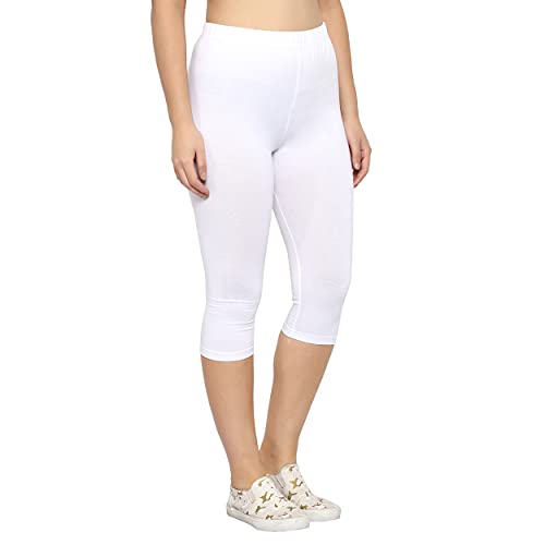 Image of Irana Women Cotton Stretchable Capri | Slim /Regular Fit | Breathable Yoga, Gym & Lounge Wear | High-Waist Stretchable 3 /4 Length Leggings|Capri Pants for Women - Pack of 1