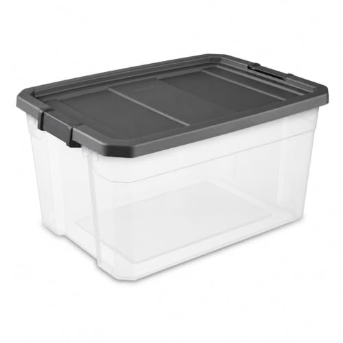 Image of Clear Storage Bin with Locking Lid, 76 Quart Stackable Tote for Home