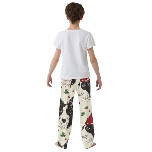 ZZXXB Xmas Berry Collie Boys Long Pants Soft Trousers Elastic Waist Kids Lounge Bottoms with Pockets S-XL3