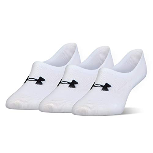 Under Armour Women`s Ultra Low Training Socks 3 Pack (White(U3944R3-100)/Black, Medium)