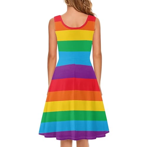Image of TOADDITDO Women's Sleeveless O Neck Beach A-Line Party Coctail Tank Dresses Flared Sundress