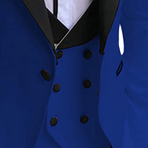 Men's Slim Fit 3 Piece Suit Set Peaked Lapel One Button Tuxedo Suits Solid Party Dinner Jacket Vest & Pants Sets4