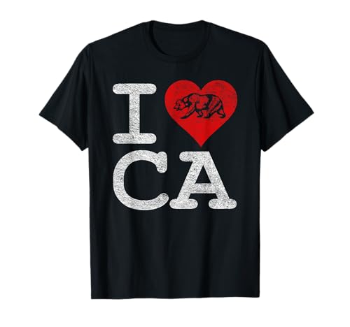 I LOVE CALIFORNIA REPUBLIC HEART CA STATE FLAG GRIZZLY BEAR Camiseta