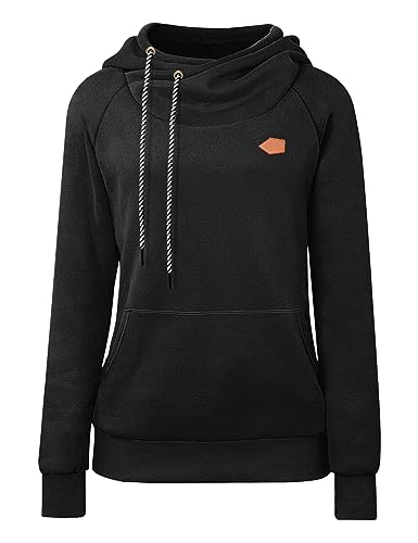 Cassiecy Hoodie Damen Winter Langarm Stehkragen Kapuzenpullover Warme...