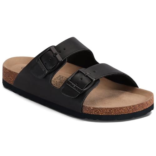 Image of Litfun Unisex Cork Footbed Sandal Summer Slip On Slide Sandals with Adjustable Buckle for Women Men