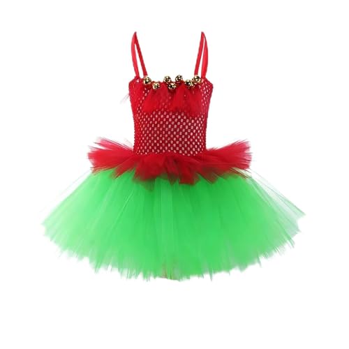 Elegante vestido de niña con tutú, para fiestas y con diseño de falda de varias capas, falda de red, vestido de princesa para carnaval, Navidad, fiesta de niñas, rojo, 6-7 Jahre