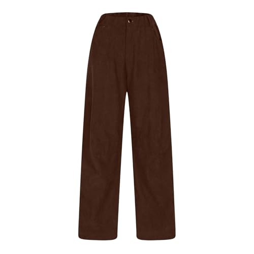 Womens Corduroy Pants Baggy Button Low Rise Wide Leg Barrel Pants Casual Dressy Cropped Ankle Pants with Pockets2