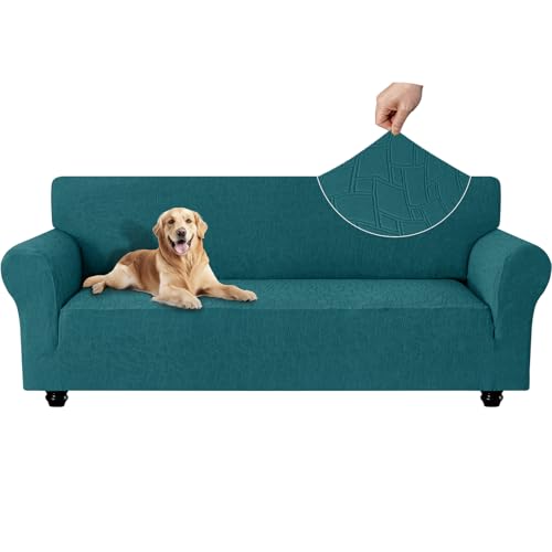 Ystyle Housse Canapé 4 Places, Housse De Canapé Extensible avec Accoudoirs, Couverture Canape Universelle, Protege Canape Chien Chat, Protection Canapé Antidérapante Résistant, Vert Foncé