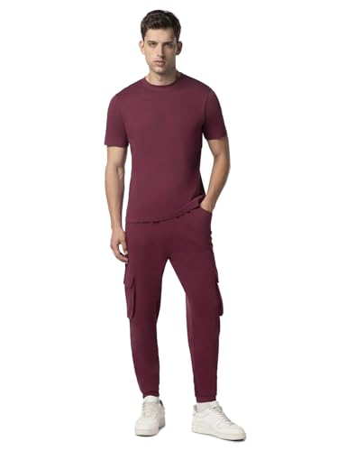 Image of FYLTR Men's Crewneck Terry Cotton Blend Co-ord Set | Half Sleeve T-shirt| Jogger with Side & Cargo Pockets | Tracksuit | Winter Co-ord set for Men
