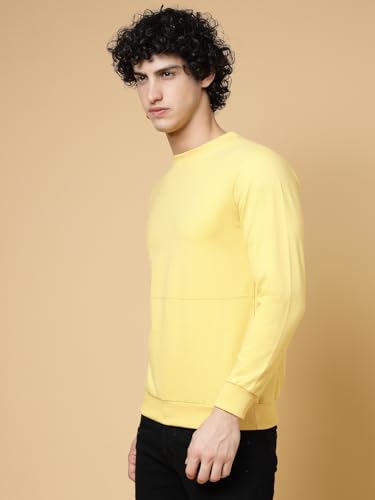 Image of Rigo Terry Solid Printed Winter Wear Sweatshirt for Men | Round Neck Sweatshirt for Men | Full Sleeves Sweatshirt for Men