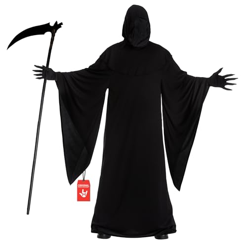 Morph Disfraz La Muerte Adulto Hombre, Disfraz Fantasma y Parca para Halloween, M