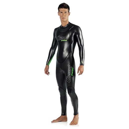 Cressi Triton, Schwimmanzug Herren Neopren, Triathlonanzug 1.5mm,Schwarz/Grün,L/4