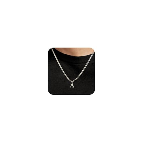 SEFORICO Collier à Initiale pour Homme : Collier Personnalisé (Chaine Cubaine) - Bijou Masculin - Cadeau Anniversaire pour Homme/Ami/Frère/Fils, 4mm,...