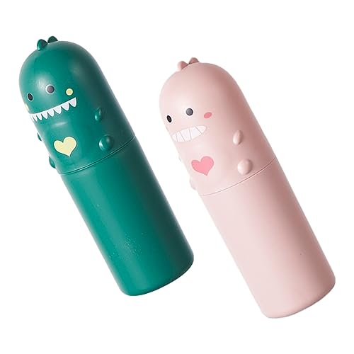 NULYLU 2個 旅行うがいカップ 漫画歯ブラシカップ 旅行用歯ブラシケース 携帯用歯ブラシ 歯ブラシ旅行容器 cartoon cup ポータブル歯ブラシホルダー 旅行用歯磨き粉ケース pp