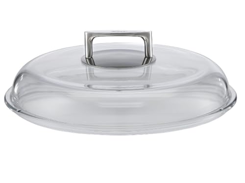RÖSLE SILENCE Borosilikat Glasdeckel, Hochwertiger Pfannendeckel mit Griff aus Edelstahl 18/10, 32 cm, Temperaturbeständigkeit bis 260 °C, Spülmaschinengeeignet