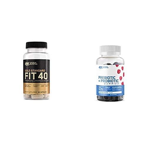 Gold Standard FIT 40 Collagen, Vitamin C and Turmeric Supports Active Joint Health & Optimum Nutrition Prebiotic & Probiotic Gummies, Vitamin C and Zinc for Men & Women