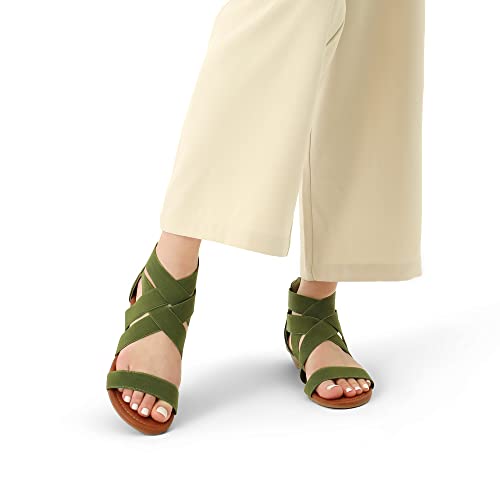 Dream Pairs Womens Elastica8 Ankle Strap Low Wedges Casual Dressy Summer Flat Sandals Cute Gladiator Shoes Army/Green - 7.5 #TOP5
