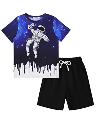 Image of GERU Boy Shorts Sets Hawaiian Outfit Kid Leaves Floral Short Sleeve Shirt Top+shorts Suits