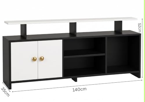 Image of Spyder Craft Marbay Engineered Wood TV Entertainment Unit Stand Setup Box /Tv Cabinet with with Adjustable Shelf, TV Console Table, Media Console Black & White (DIY-Do It by Your Self)