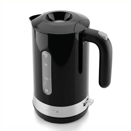 OVENTE 1.8L Electric Kettle, 1500W Fast Boiling Heater for Coffee or Tea, BPA Free, Easy to Fill Lid, Water Level Window, Auto Shut-Off, Boil-Dry Protection and Removable Filter, Black KP413B