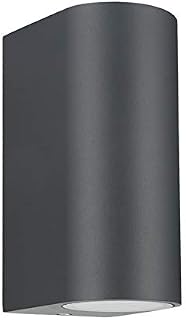 LASIDE Outdoor Wall Lights, Anthracite Grey GU10 Up Down Outside Wall Lights Electric, IP44 Waterproof Aluminium Garden Wall Lights Mains Powered for Patio, Terrace, Garden, Balcony, Porch, Garage