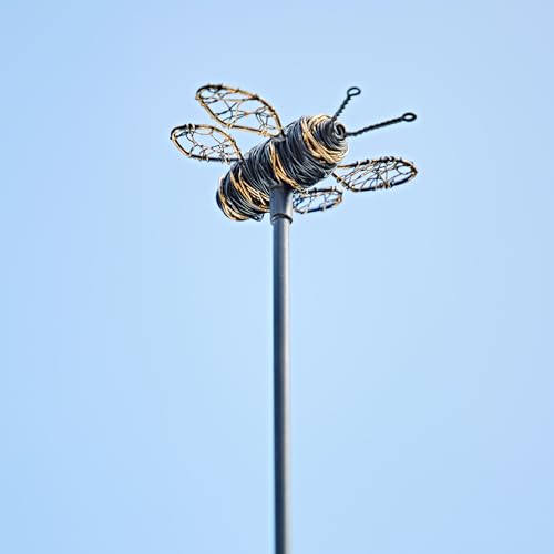 Paper High Recycled Metal Bee Garden Stake - Outdoor Indoor Decoration - Metal Sculpture - Garden Accessory - Flowerbed Décor - Houseplant Accessory