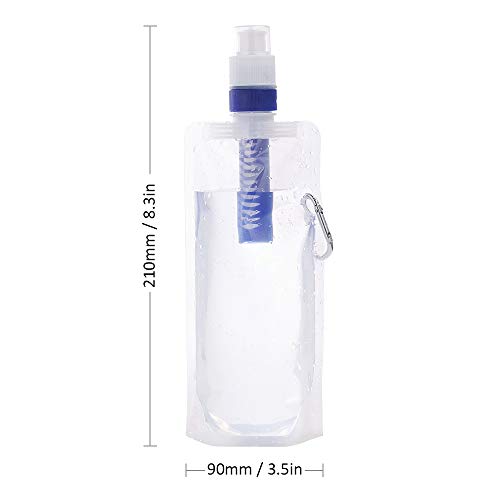 Garrafa, Andoer Saco de filtro de água flexível dobrável Bexiga Garrafa de filtragem de água com mos