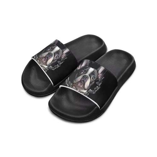 Howilath Dog Print Slides for Boys Beach Summer Kids Sandals Open Toe Non-Slip Children Slippers Indoor Outdoor Shoes