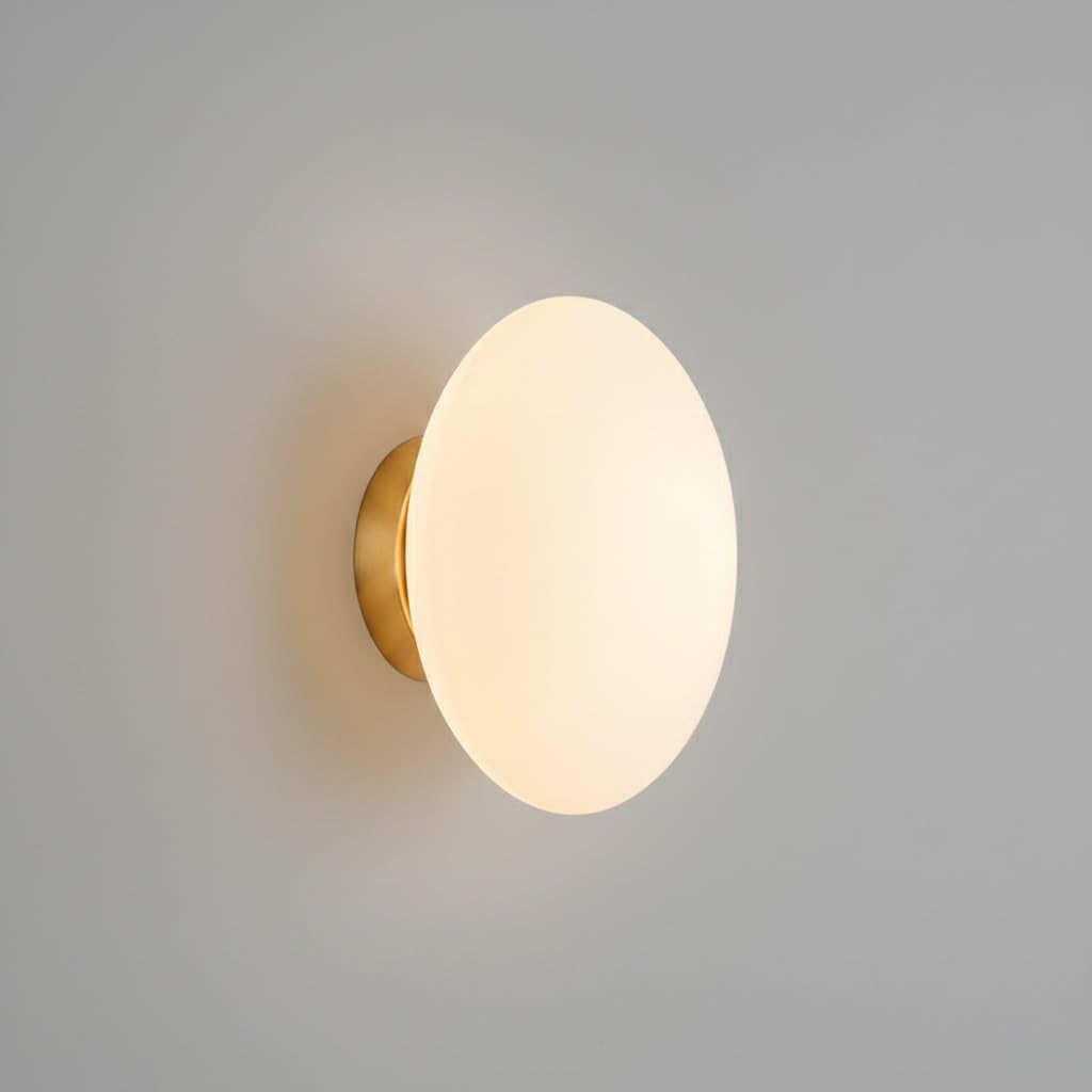 IvyLoutish Modern Minimalist Oval Wall Sconce, Gold Tone Brass & Frosted Glass Orb Wall Lamp, E27 Hardwired Decorative Light Fixture for Bedroom, Living Room, Bedside, Hallway, Entryway
