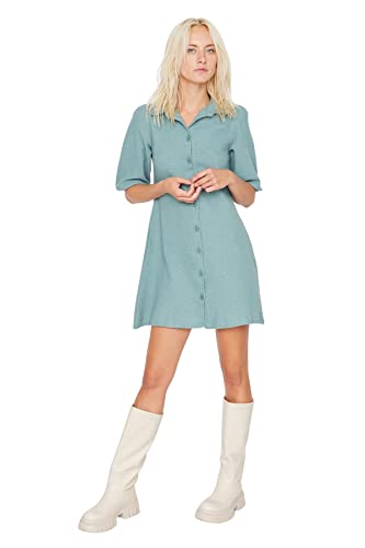 Trendyol Damen Mini Shift Regular Dress Kleid, Mint, 42