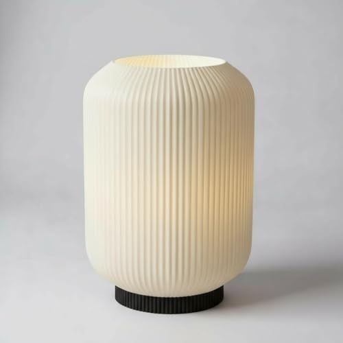 Image of Modern 3D Printed Table Lamp| Bedside Night Lamp | Warm Ambient Light for Bedroom, Living Room, Study Table & HomeDecor | Minimalist LED Desk Lamp for Cozy Lighting (Base- Black)