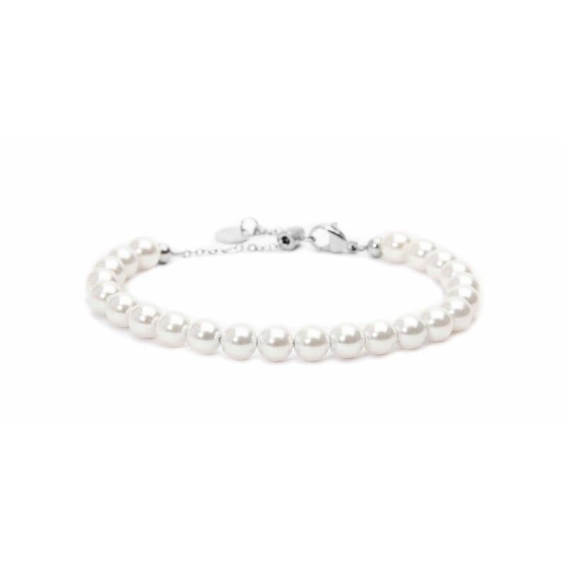 Bracelet Marlu acier et perles blanches pour sublimer vos tenues de bureau et de soirée