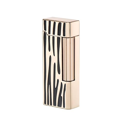 Encendedor de butano clásico, Llama Suave, Encendido por Rueda Lateral, Recargable y Ajustable, el Regalo for Hombres y Mujeres (butano no Incluido).(Gold Black)