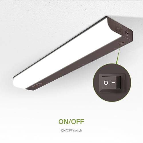 Image of ASD LED Under Cabinet Lighting Hardwired, 18 Inch 10W 2700K-5000K Selectable, 807LM, CRI90+, Direct Wire Linkable Under Counter Lights for Kitchen, Dimmable Under Cabinet Lights, Bronze, UL, 20 Pack