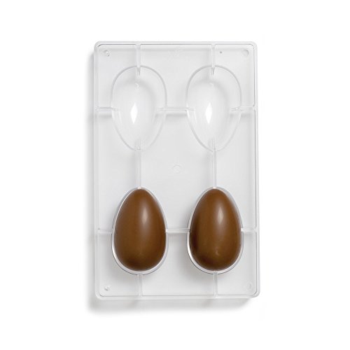 Decora 0050052 Molde para Huevos de Chocolate en Policarbonato 4 Cavidades 88 x 56 mm, Ideal para Preparar Chocolates Brillantes y Crujientes, Diseño Profesional