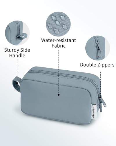 Image of Narwey Small Makeup Bag for Purse Travel Makeup Pouch Mini Cosmetic Bag Zipper Pouch for Women (Greyish Blue, Small)