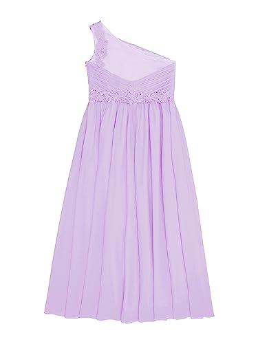 One Shoulder Junior Ruched Chiffon Bridesmaid Maxi Dress Flower Girl Dress for Wedding Party Gowns4