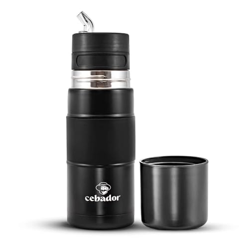 Cebador Thermal Yerba Mate Cup with Straw – Yerbomos X 450ml | Double-Wall Insulated Stainless Steel Travel Flask | Travel Yerba Tea - Portable Mate Thermos | Easy Clean Filter Thermal Bottle